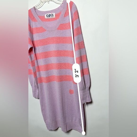 Cat's Tsumori Chisato Striped Cashmere and Angora Blend Long Sleeve Sweater Dres - Picture 6 of 12